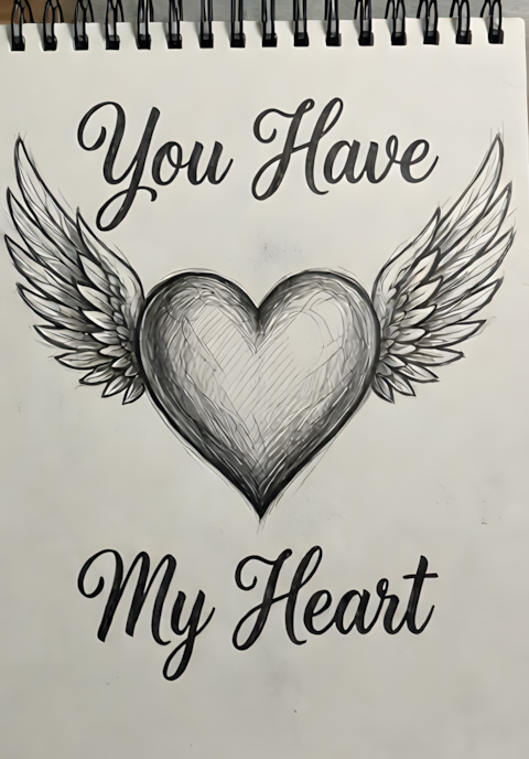 Pencil Wings You Have My Heart Print