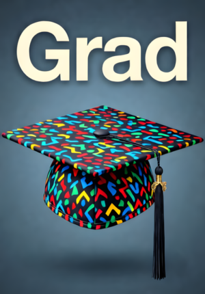 Retro Modern Grad Halftone Illustration
