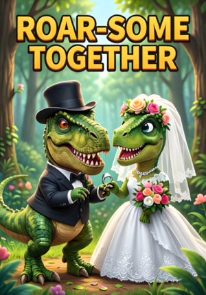 Roarsome Together Two Dinosaurs Dressed As Newlyweds