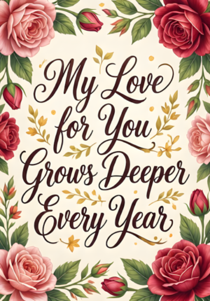 Romantic Calligraphy With Soft Floral Border