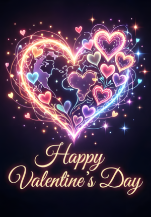 Romantic Glowing Happy Valentines Day Art Print