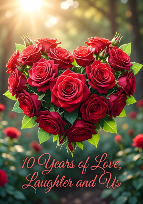 Romantic Intertwined Roses Forming Two Hearts