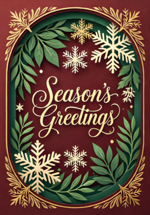 Season Snowflakes With Elegant Foliage
