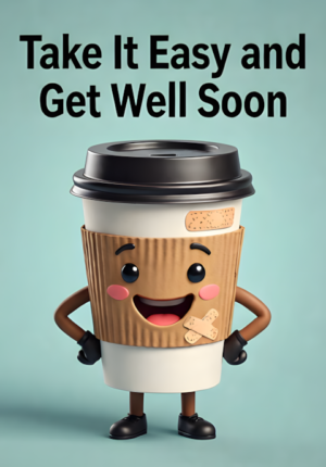 Smiling Coffee Cup With A Bandage