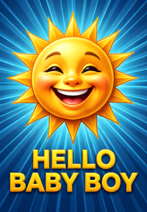 Smiling Sun With Blue Rays