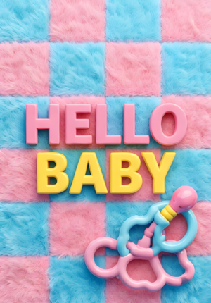 Soft Pink Blue Checkerboard Rattle