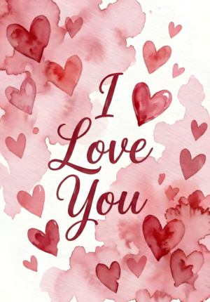 Soft Watercolor I Love You Valentines Illustration