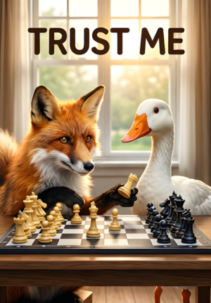 Trust Me A Fox And Goose Playing Chess Together