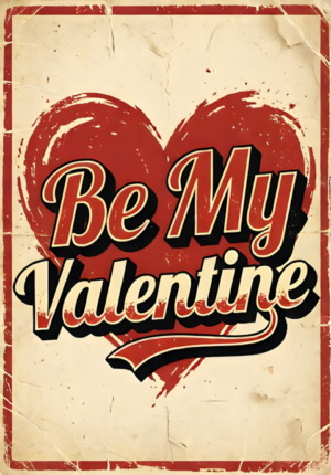 Vintage Retro 1950S Be My Valentine Wall Art