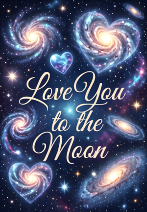 Watercolor Cosmic Love You To The Moon Print