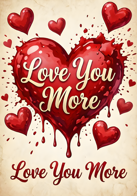 Watercolor Dripping Love You More Art