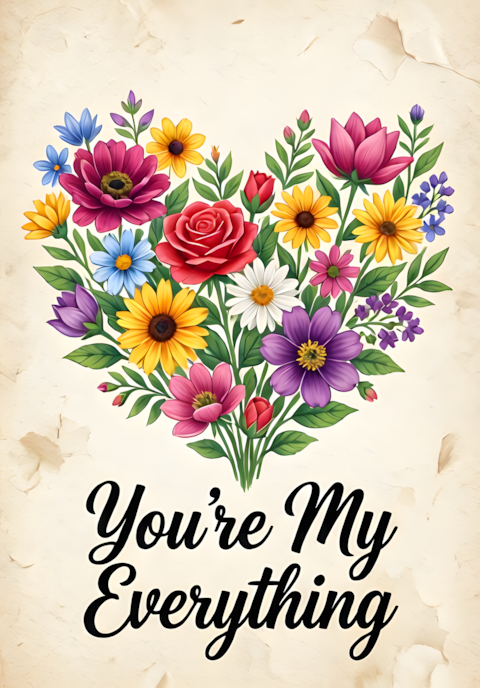Watercolor Youre My Everything Floral Print
