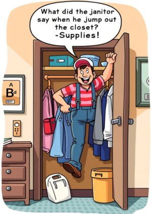 What Did The Janitor Say When He Jumped Out Of The Closet Supplies!