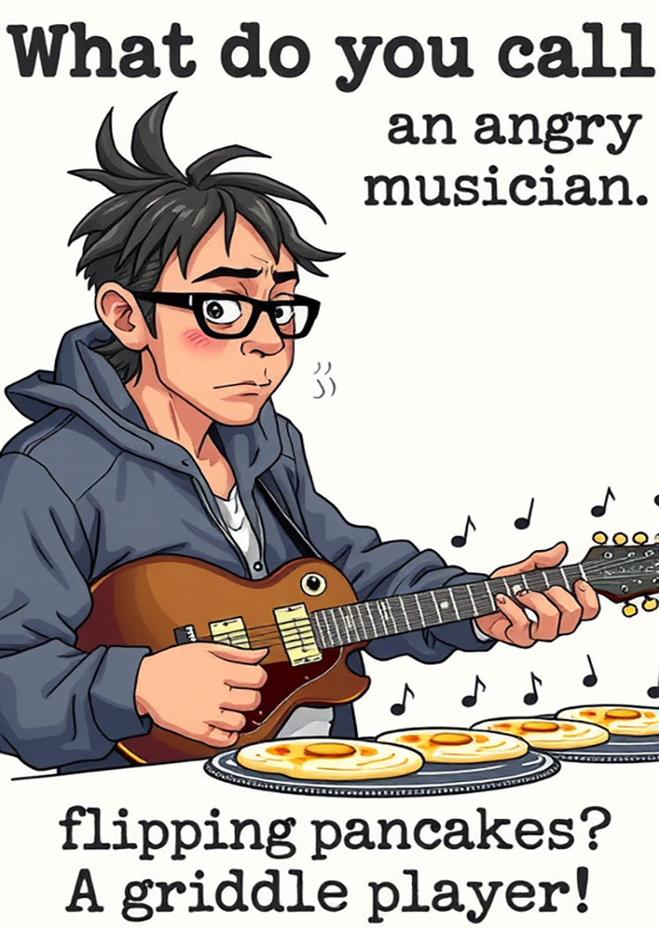What Do You Call An Angry Musician Flipping Pancakes A Griddle Player!