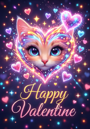 Whimsical Flying Hearts Happy Valentine Art