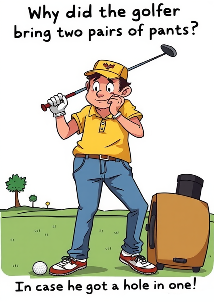 Why Did The Golfer Bring Two Pairs Of Pants In Case He Got A Hole In One!