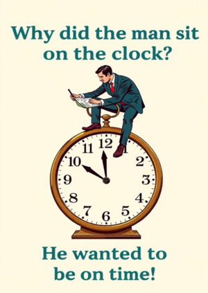 Why Did The Man Sit On The Clock He Wanted To Be On Time!