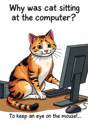 Why Was The Cat Sitting On The Computer To Keep An Eye On The Mouse!