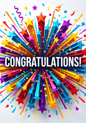 Abstract Celebration Burst With Stars Confetti Congratulations