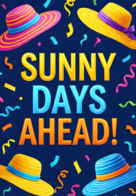 Abstract Celebration With Sun Hats Sunny Days Ahead