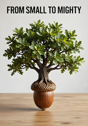 Acorn Turning Into Oak Tree From Small To Mighty