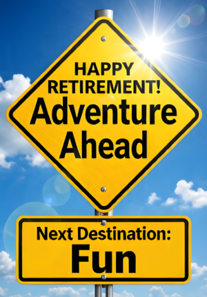 Adventure Ahead Road Sign Happy Retirement Next Destination Fun