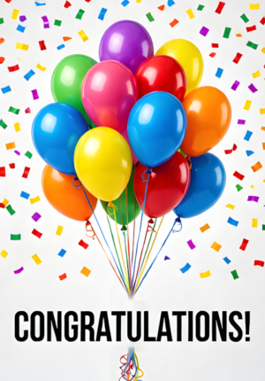 Balloon Bouquet With Confetti Congratulations