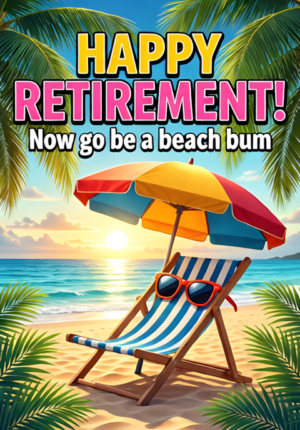 Beach Chair Umbrella Sunglasses On Tropical Sand Happy Retirement Now Go Be A Beach Bum
