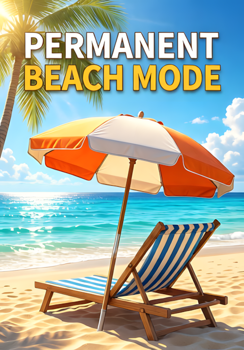 Beach Umbrella Lounge Chair Permanent Beach Mode