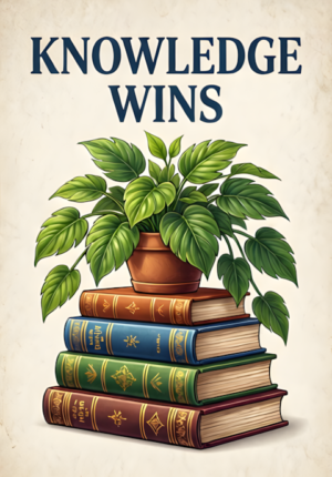 Book Stack With Plant Knowledge Wins
