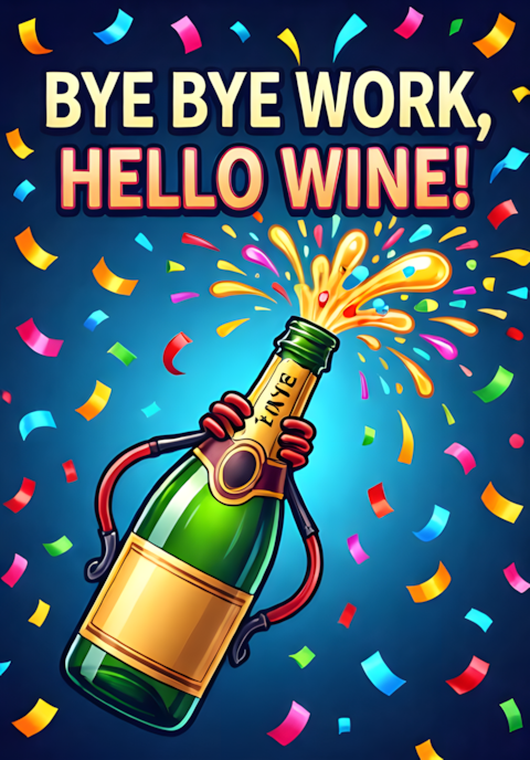 Champagne Bottle Popping With Confetti Bye Bye Work Hello Wine