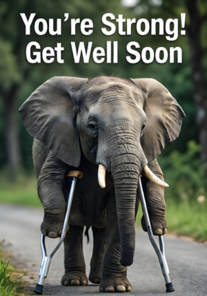 Elephant With Crutches