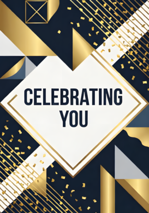 Geometric Patterns Gold Confetti Celebrating You