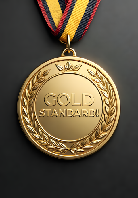 Gold Medal On Ribbon Gold Standard