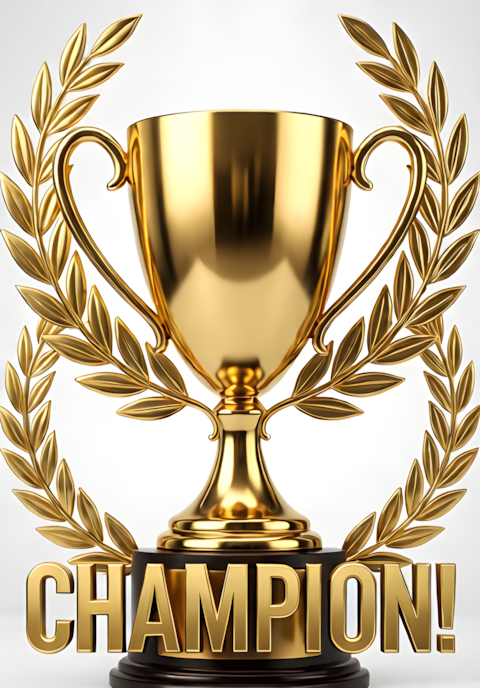 Golden Trophy With Laurel Champion