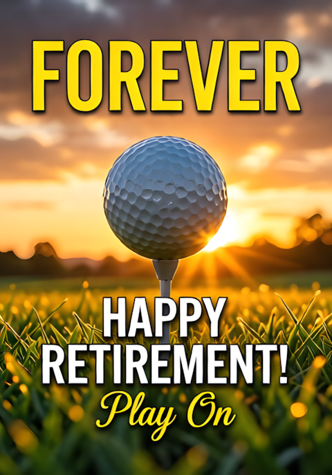 Golf Ball Flying Into Sunset Happy Retirement Play On