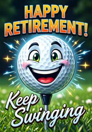 Golf Ball Smiling Happy Retirement Keep Swinging