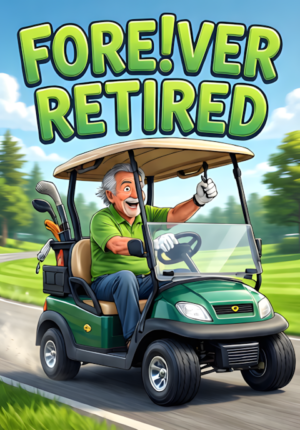 Golf Cart Speeding With Retiree Fore Ver Retired