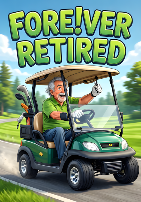 Golf Cart Speeding With Retiree Fore Ver Retired