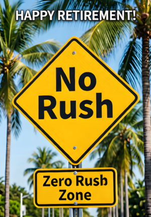 No Rush Sign With Palm Trees Happy Retirement Zero Rush Zone