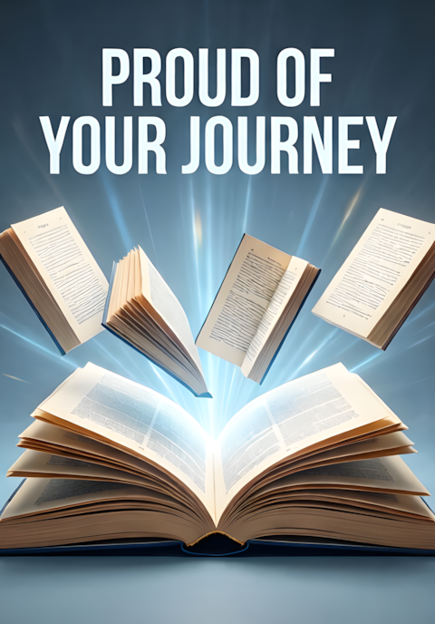 Open Book With Flying Pages Proud Of Your Journey