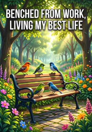Peaceful Garden Bench With Birds Benched From Work Living My Best Life