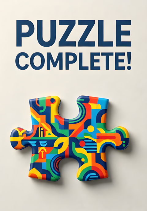 Puzzle With Final Piece Puzzle Complete