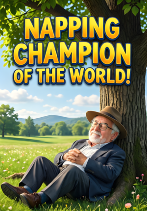 Retiree Napping Under Tree Napping Champion Of The World