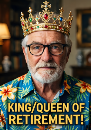 Retiree Wearing Hawaiian Shirt Crown King Queen Of Retirement