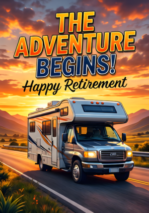 Rv Driving Into Sunset The Adventure Begins Happy Retirement