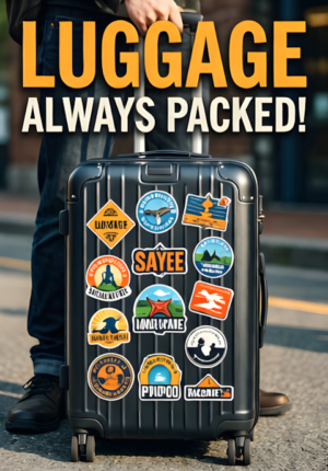 Suitcase Covered In Travel Stickers Luggage Always Packed