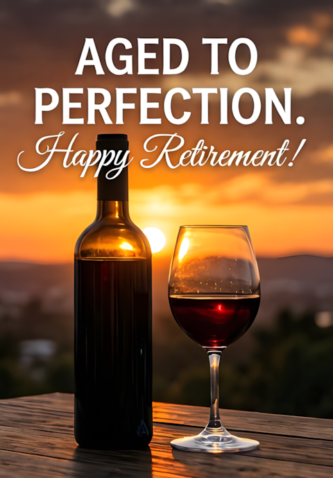 Wine Bottle Glasses With Sunset Aged To Perfection Happy Retirement