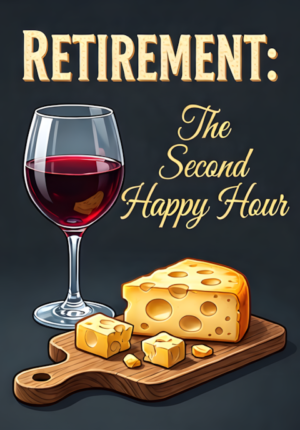 Wine Glass Cheese Board Retirement The Second Happy Hour