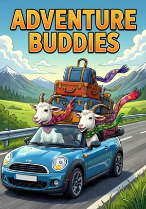 Adventure Buddies Two Goats Taking A Road Trip In A Tiny Convertible